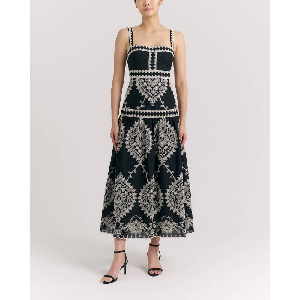 NEW CARTOLINA NANTUCKET adair midi dress in noir